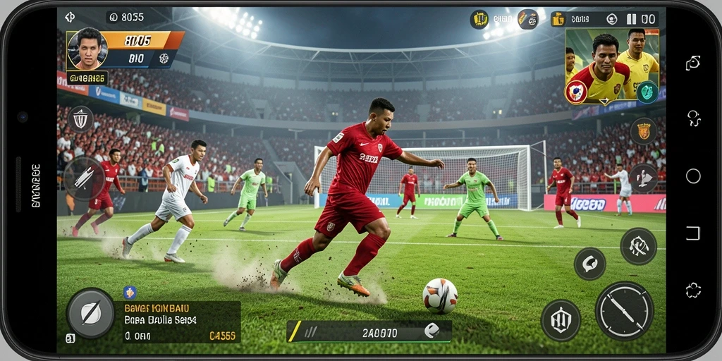 Tampilan menarik dari gameplay sepak bola di 8055.