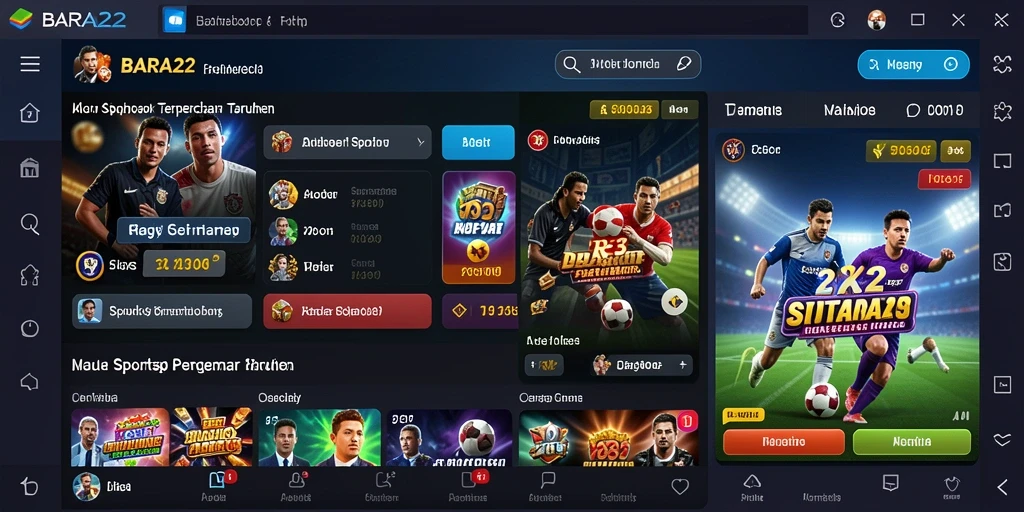 Tampilan utama BARA22 yang menampilkan berbagai pilihan taruhan olahraga.