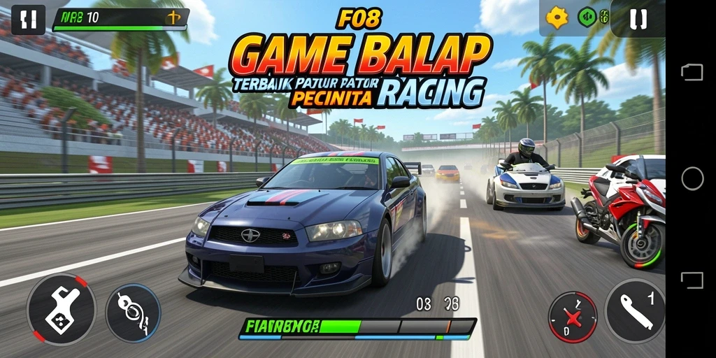 Gambaran gameplay Racing yang intens dan mendebarkan di F08.