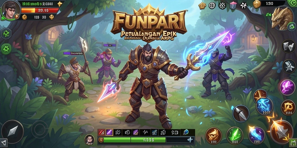 Screenshot dari gameplay epik di dunia fantasi FUNPARI.