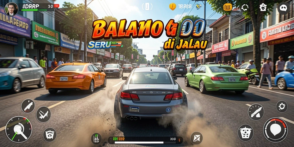 Screenshot IDRRP menunjukkan aksi balapan yang mendebarkan dan mobil yang penuh performa.