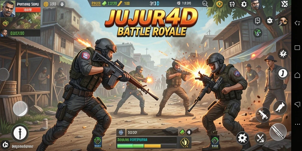 Tampilan gameplay pertempuran seru di JUJUR4D.