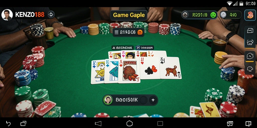 Screenshot gameplay seru KENZO188 menampilkan keseruan bermain Gaple.