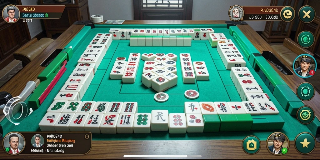 Screenshot gameplay PAKDE4D menunjukkan suasana permainan Mahjong yang mendebarkan.