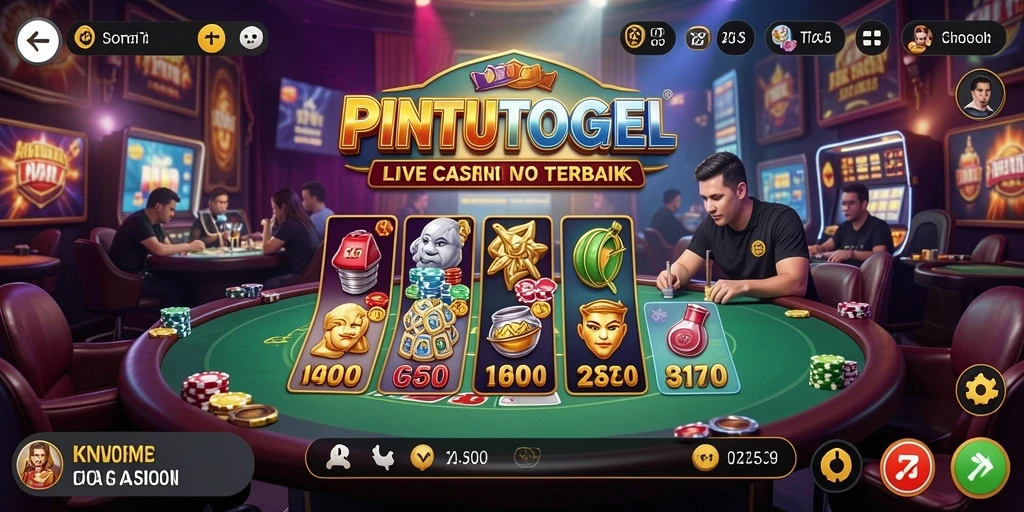 Screenshot utama PINTUTOGEL menampilkan dealer langsung yang profesional.