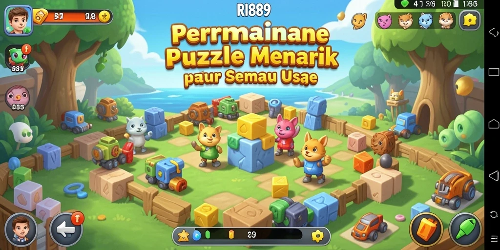 Tampilan gameplay puzzle yang menantang dan menyenangkan di RI889.