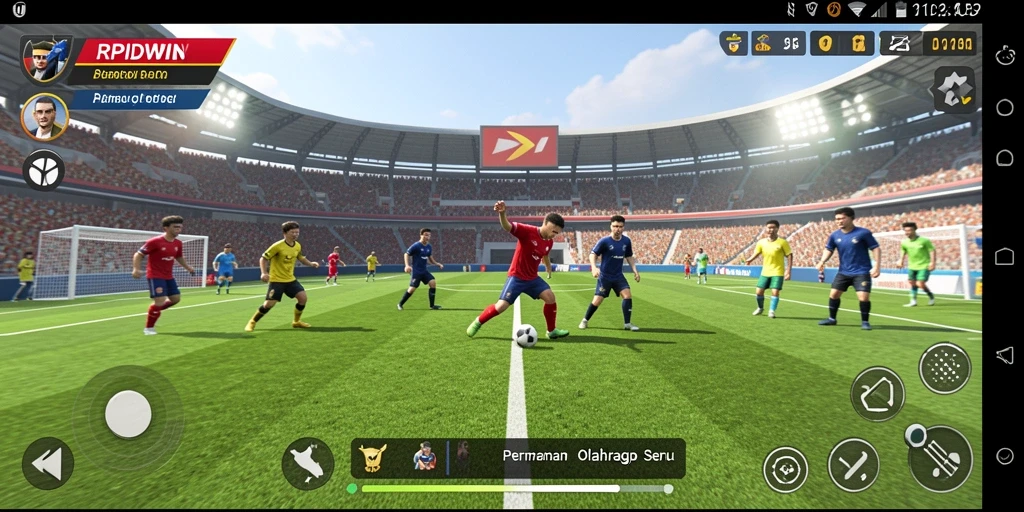 Screenshot gameplay RPIDWIN yang menunjukkan aksi seru dalam pertandingan olahraga.