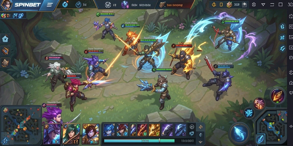 Tampilan gameplay SPINBET dengan aksi seru dan strategi tim yang mendebarkan.