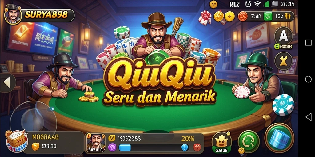 Screenshot gameplay SURYA898 menampilkan aksi seru permainan QiuQiu.