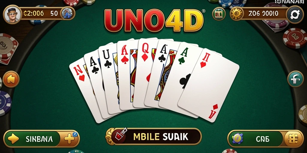Screenshot utama UNO4D menampilkan momen seru dalam permainan kartu.