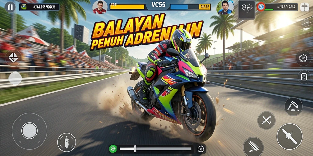 Tampak menarik dari gameplay balapan motor yang penuh aksi.